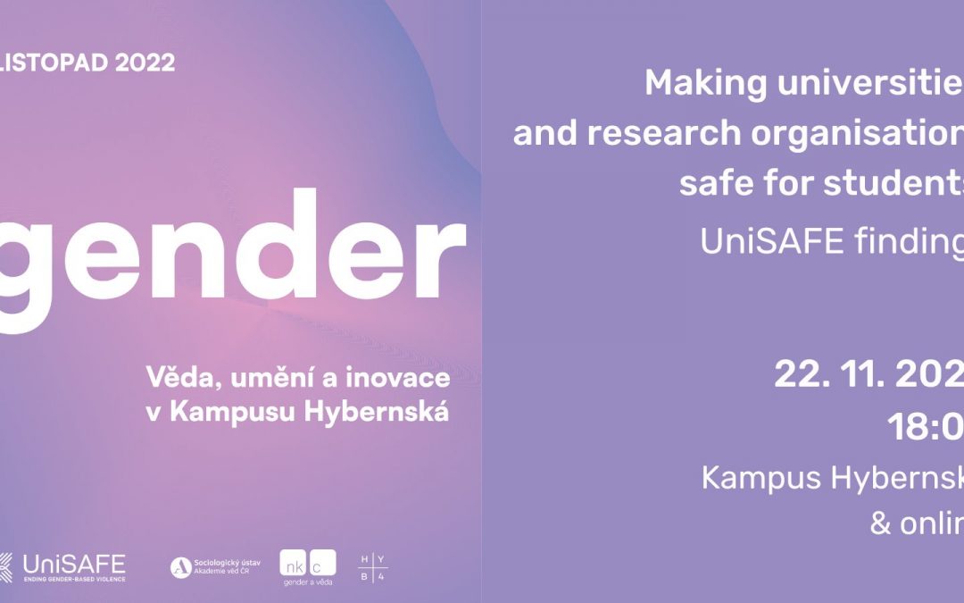 Making universities and research organisations safe for students: UniSAFE findings at Kampus Hybernská